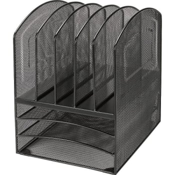 Image for Lorell® 5-Compartment Steel Mesh Desk Sorter, Black, 11-3/8"D x 13"H x 10-1/4"W from HD Supply
