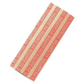 Coin-Tainer® Orange 10 Dollar Quarter Flat Tubular Coin Wrapper, Package Of 1000