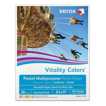 Image for Xerox® Vitality Colors™ Assorted Pastels (Buff, Green, Gold, Lilac, Salmon) Multi-Purpose Printer Paper, (500-Case) from HD Supply