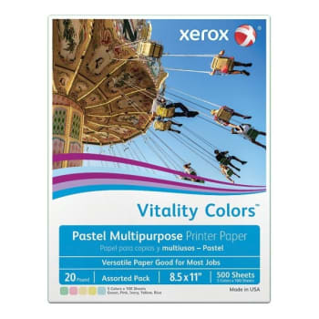 Image for Xerox® Vitality Colors™ Assorted Pastels (Blue, Ivory, Yellow, Green, Pink) Multi-Purpose Printer Paper, (500-Case) from HD Supply