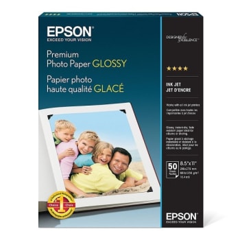 Image for Epson® White Premium Glossy Photo Paper, Package Of 50 from HD Supply