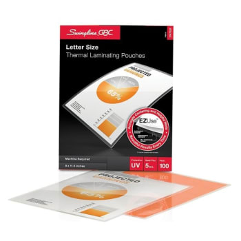 Swingline™ GBC® EZUse 5 Mil Clear Thermal Laminating Pouches, Package Of 100