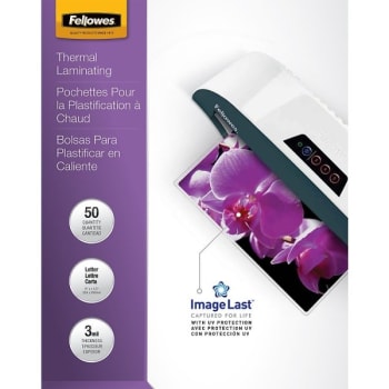 Image for Fellowes® 3 Mil Clear UV Protection ImageLast Laminating Pouches, Package Of 50 from HD Supply