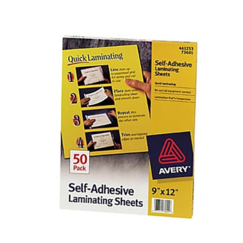 Image for Avery® Clear Self-Adhesive Laminating Sheet, Package Of 50 from HD Supply