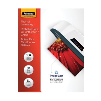 Image for Fellowes® Imagelast 5 Mil Clear Glossy Uv Protection Laminating Pouches (100-Pack) from HD Supply