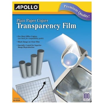 Image for Apollo® Black On Clear Plain Paper Copier Transparency Film, Package Of 100 from HD Supply