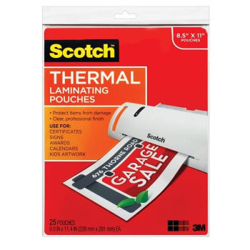 Image for Scotch® 3 Mil Clear Thermal Laminating Pouches, Package Of 25 from HD Supply