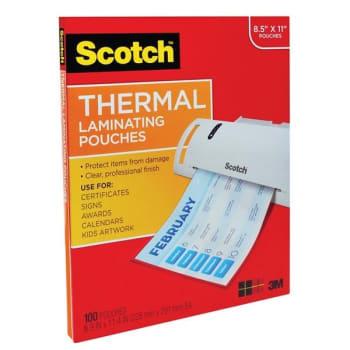 3M Scotch® 3 Mil Clear Thermal Laminating Pouches, Package Of 100