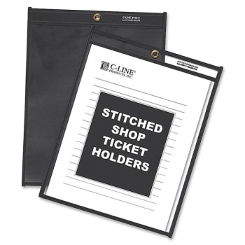 C-Line® Clear Vinyl Stitched Shop Ticket Holder W/black Backing 9 X 12 Inch