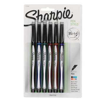 Sharpie® 0.3 mm Black Plastic Fine Point Pen, Package Of 6