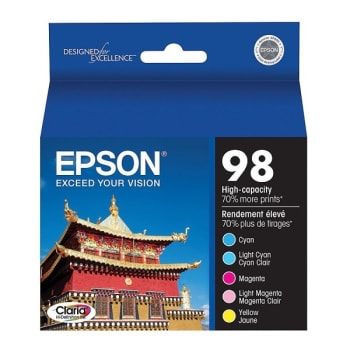 Image for Epson® 98 Claria Cyan Hi-Definition High-Capacity Ink Cartridge, Package Of 5 from HD Supply