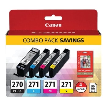 Image for Canon Pgi-270/cli-271 Assorted Color Ink Tanks And 50-Sheet Paper Combo Pack from HD Supply