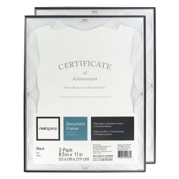 Realspace® Black Slimline Document Frame, 8-1/2" x 11", Package Of 2