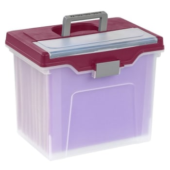Image for Office Depot® Clear/burgundy Large Mobile File Box from HD Supply