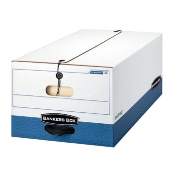 Image for Bankers Box® Liberty Fastfold White/blue Legal Storage Box, Case Of 12 from HD Supply