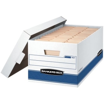 Image for Bankers Box® Stor/file White/blue Lift-Off Lid Storage Box, Package Of 4 from HD Supply