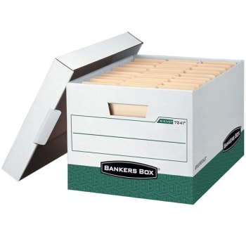 Bankers Box® R-Kive White/green 60% Recycled Storage Box, Package Of 12