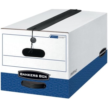 Image for Bankers Box® Liberty Plus White/blue Storage Box With String & Button Case Of 12 from HD Supply