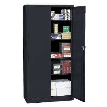 Realspace® Black Steel 4 Adjustable Shelf Storage Cabinet 72 X 36 X 18inch