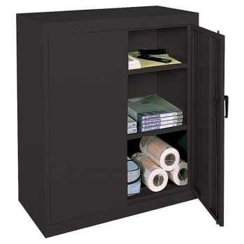 Realspace® Black Steel 2 Adjustable Shelf Storage Cabinet 42 x 36 x 18Inch