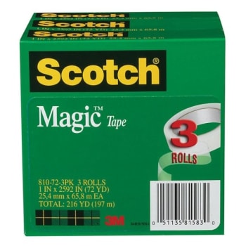 Image for Scotch® Magic™ 810 Clear Invisible Tape 1" X 216', Package Of 3 from HD Supply