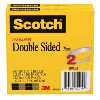 Scotch® 665 Permanent Double-Sided Tape 1/2" x 108', Package Of 2