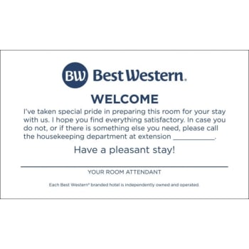 Best Western Housekeeping Welcome Card Case Of 100 Hd Supply
