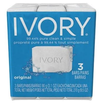 Ivory Individually Wrapped Bath Soap, White, 3.1 Oz Bar, 72/carton
