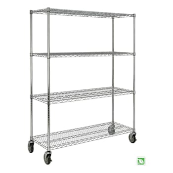 Rubbermaid Commercial 4-Shelf Metal Wire Mobile Rack,  800 Lb. Capacity (Chrome)