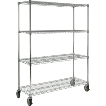 Image for Rubbermaid 800 Lb 4-Shelf Metal Wire Mobile Rack (Chrome) from HD Supply