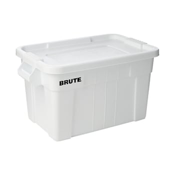 Rubbermaid Commercial White 20 Gallon Brute Storage Tote W/ Lid (6-Pack)