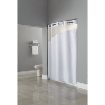 Focus Products Hookless Holiday Inn Shower Curtain 71 x 77" White Case Of 12