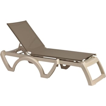 Grosfillex Jamaica Beach Sling Chaise Lounger (Taupe) (2-Pack)