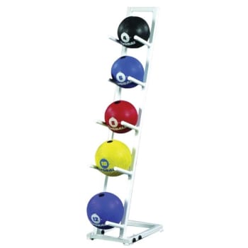 Medicine Ball Rack With 5 Balls Included 6 8 10 12 and 15 Pounds