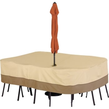 Veranda Medium Rectangular/Oval Table & Chair Set W/ Umbrella Hole Cover