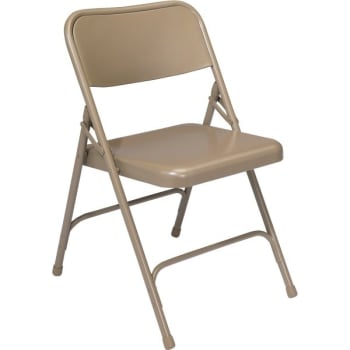 National Public Seating® All Steel Heavy-Duty Beige Folding Chairs, Package Of 4