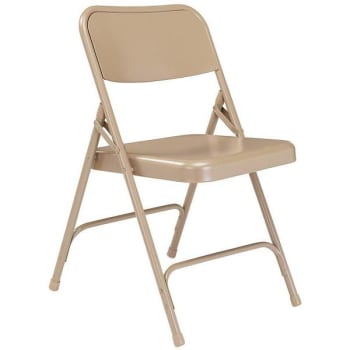 National Public Seating® All Steel Heavy-Duty Beige Folding Chairs, Package Of 4