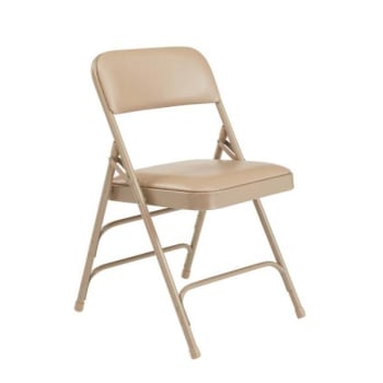 National Public Seating® Premium Vinyl Beige Folding Chairs, Package Of 4