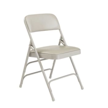 National Public Seating® Premium Vinyl Grey Folding Chairs, Package Of 4