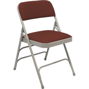 National Public Seating® Cabernet Fabric Grey Frame Folding Chairs, Package Of 4
