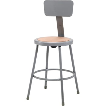 National Public Seating® Round 18 Stool With Hardboard Seat And Metal Backrest
