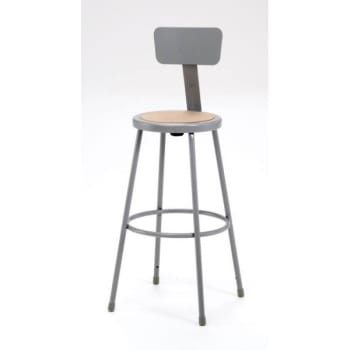 National Public Seating® Round 30 Stool With Hardboard Seat And Metal Backrest