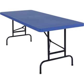 National Public Seating® 30 x 72 Height Adjustable Heavy Duty Folding Table, Blue