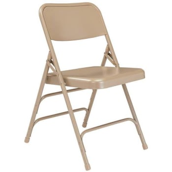 National Public Seating® All Steel Heavy-Duty Beige Folding Chairs, Carton Of 4
