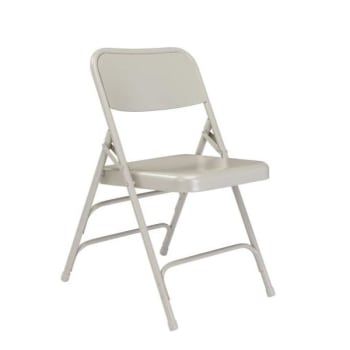 National Public Seating® All Steel Gray Folding Chair, Triple Brace,Package Of 4