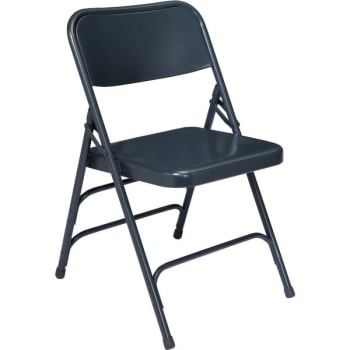 National Public Seating® All Steel Blue Folding Chair, Triple Brace,Package Of 4