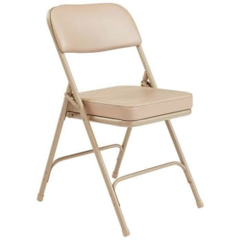 National Public Seating® 2" Boxed Seat Cushion Folding Chair, Beige, Carton Of