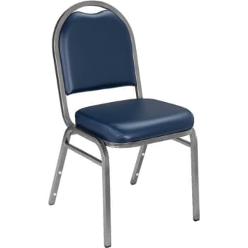 Image for National Public Seating® Vinyl Crown Back Stack Chair, Blue, Silver Frame from HD Supply