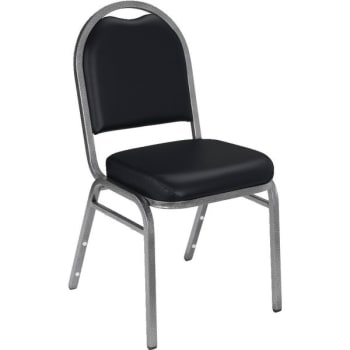 Image for National Public Seating® Black Vinyl Crown Back Stack Chair Silver Frame from HD Supply