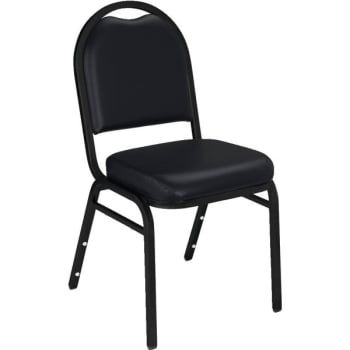 National Public Seating® Black Vinyl Crown Back Stack Chair Black Frame